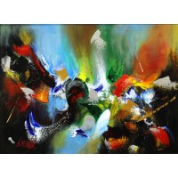 S. M. Naqvi, Acrylic on Canvas, 18 x 24 Inch, Abstract Painting, AC-SMN-019